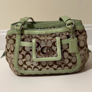 COACH Signature Deluxe Tote Bag Purse Satchel A1093-F14934 Green
